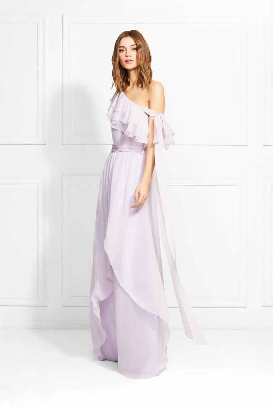Rachel Zoe Lilac Susanna Organza Maxi Gown One Shoulder Size 0 NWT